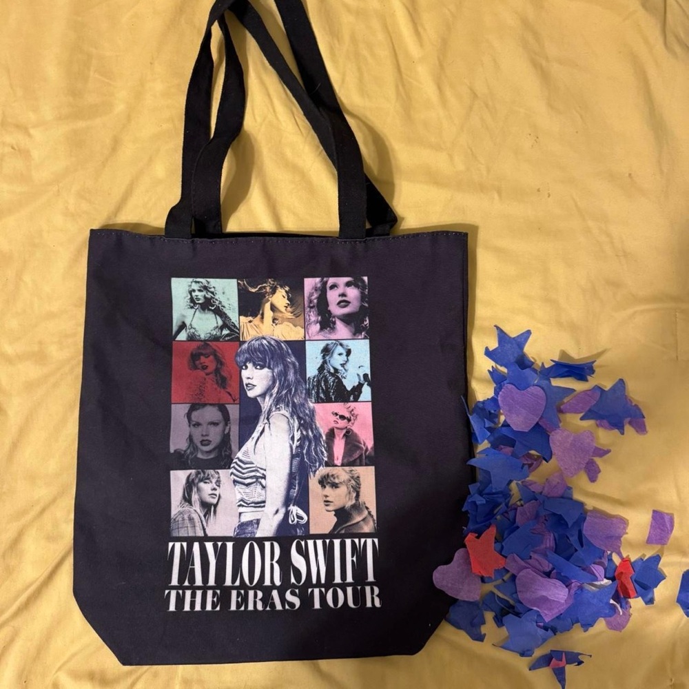 Taylor Swift Eras Tour tote bag and confetti